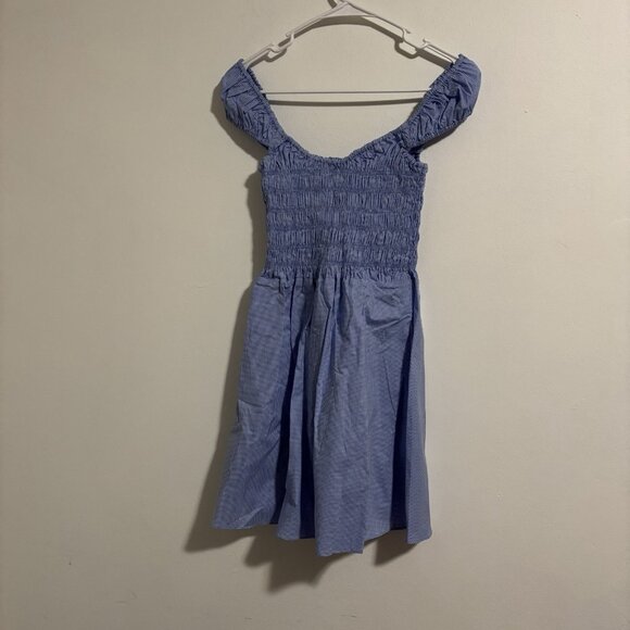 Faithfull The Brand Blue White Gingham Checked Mini Dress Size 2 New with tags - Picture 3 of 6